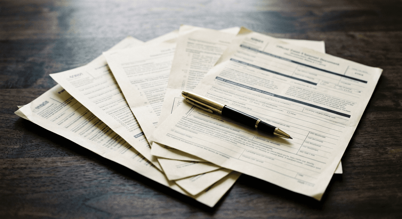 Close-up of tax documents and financial paperwork